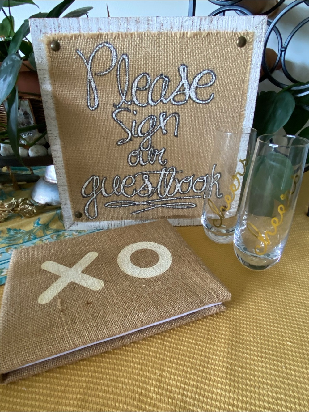 New! Guest Book with XO on Burlap Cover - Wedding, Party, Inn, etc.